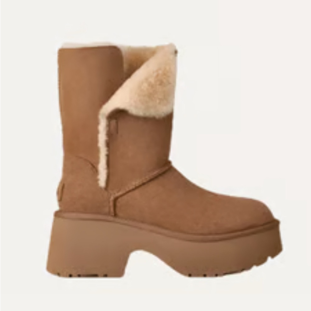 NWT UGG ESMEE Platform Heeled Boot in Chestnut - Picture 3 of 16